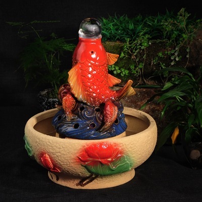 【廠家直銷陶瓷流水器 鯉魚躍龍門流水噴泉 細(xì)水長流年年有余3053】價格,廠家,圖片,陶瓷工藝品,德化縣宏杰陶瓷工藝廠-